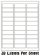 1" x 2 5/8" Rectangle 1 Color - 30/sheet