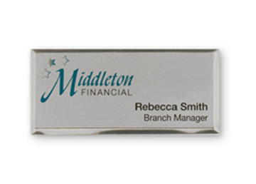 Silver Metallic Full Color Name Badge - 1 1/2" x 3"