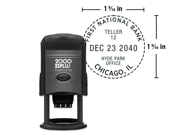 2000 Plus® PrintPro™ R40D Light Duty Round Date Stamp || Custom Self-Inking Date Stamps || 1/2" x 1 7/16" Impression