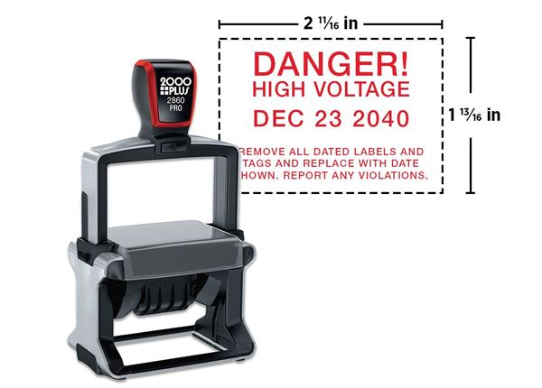 2000 Plus® Pro 2860D Heavy Duty Metal Dater || Custom Self-Inking Date Stamps || 1 13/16" x 2 11/16" Impression