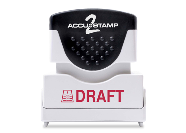 Accu-Stamp2® "Draft" Pre-Inked Stamp with Shutter || Message Stamps || 1 5/8" x 1/2" Impression, Red Ink