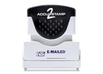 Accu-Stamp2® "E-mailed" Pre-Inked Stamp with Shutter || Message Stamps || 1 5/8" x 1/2" Impression, Blue Ink