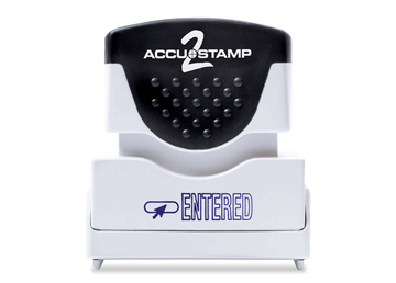 Accu-Stamp2® "Entered" Pre-Inked Stamp with Shutter || Message Stamps || 1 5/8" x 1/2" Impression, Blue Ink