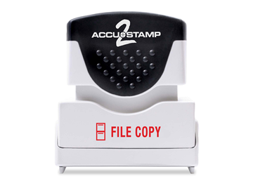 Accu-Stamp2® "File Copy" Pre-Inked Stamp with Shutter || Message Stamps || 1 5/8" x 1/2" Impression, Red Ink