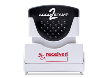 Accu-Stamp2® "Received" Pre-Inked Stamp with Shutter || Message Stamps || 1 5/8" x 1/2" Impression, Red Ink