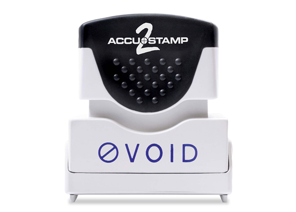 Accu-Stamp2® "Void" Pre-Inked Stamp with Shutter || Message Stamps || 1 5/8" x 1/2" Impression, Blue Ink