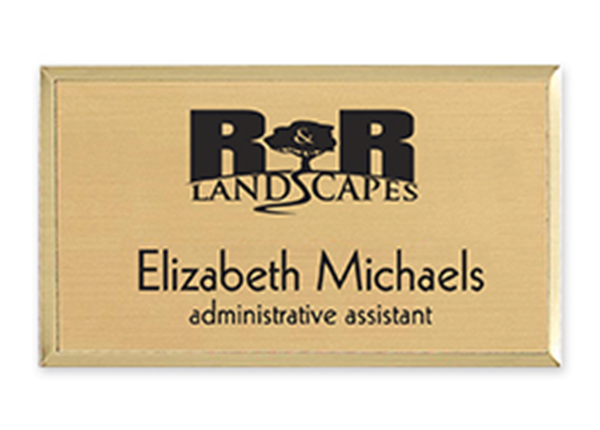 Engraved Metallic Name Badge || Custom Badges || Gold, 3 1/2" x 2"