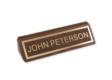 Engraved Walnut Desk Bar || Custom Indoor Signs || Horizontal, 8 1/2" x 2 1/2", Gold Foil Imprint