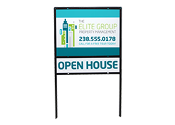 Full Color Metal Composite Yard Sign || Custom Outdoor Signs || Angle-Iron Frame with Rider Space, 24" x 18", 2 sided