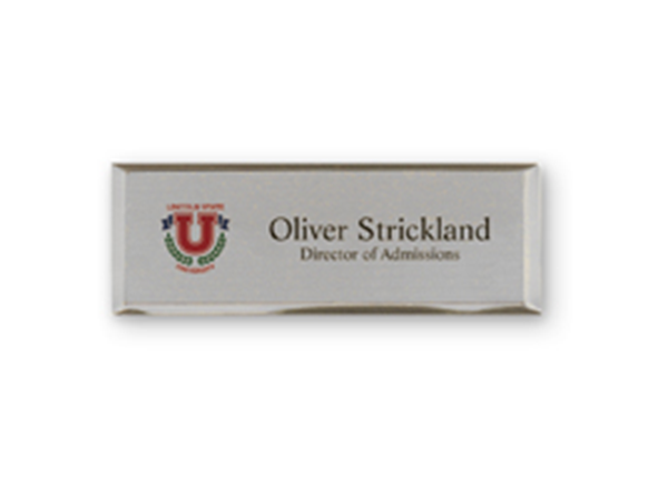 Full Color Metallic Name Badge || Custom Badges || SIlver, 3" x 1"